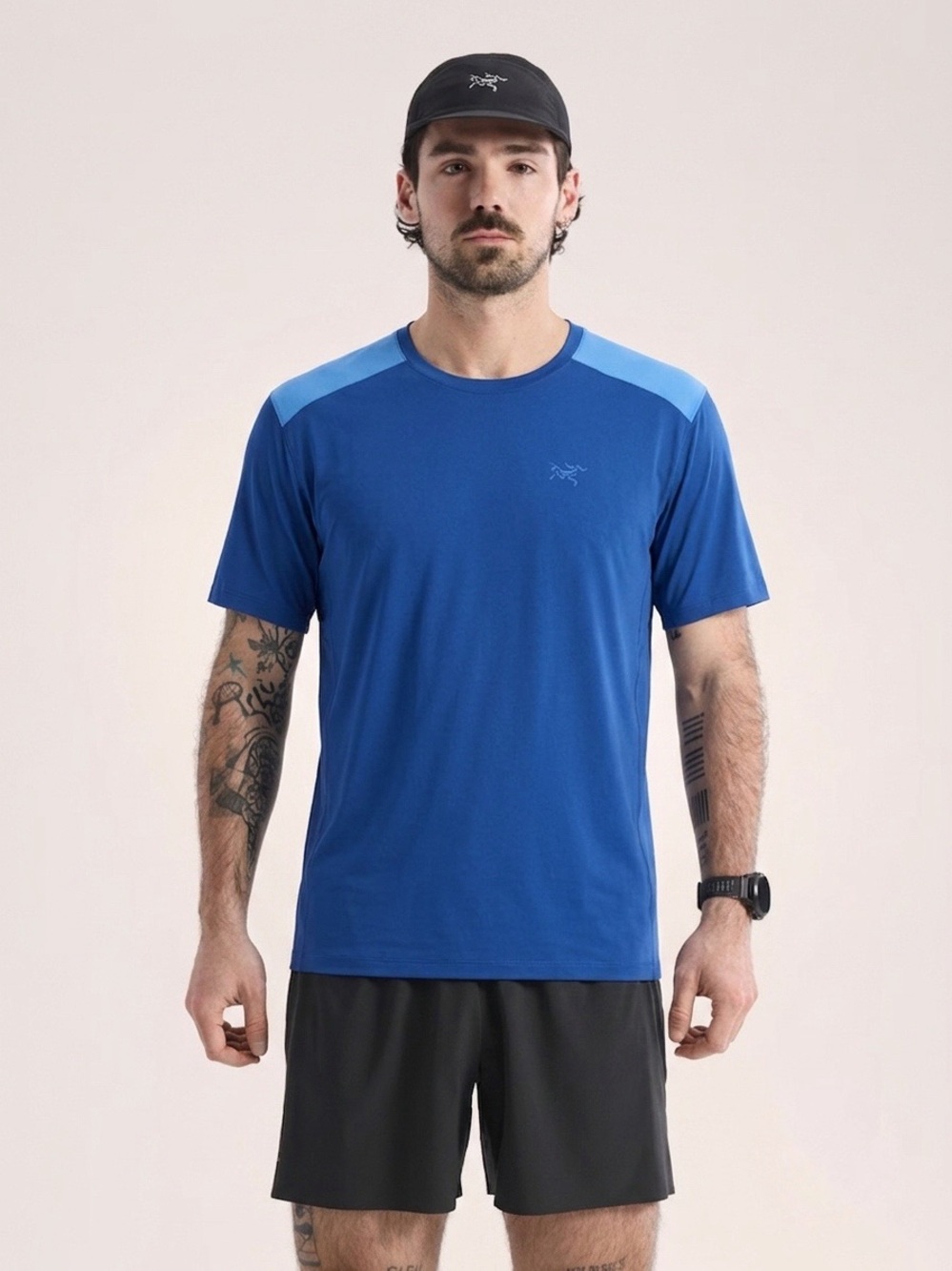 ARC'TERYX Men's Ether Crew Short Sleeve Logo Quick Dry T-Shirt - Blue, XL